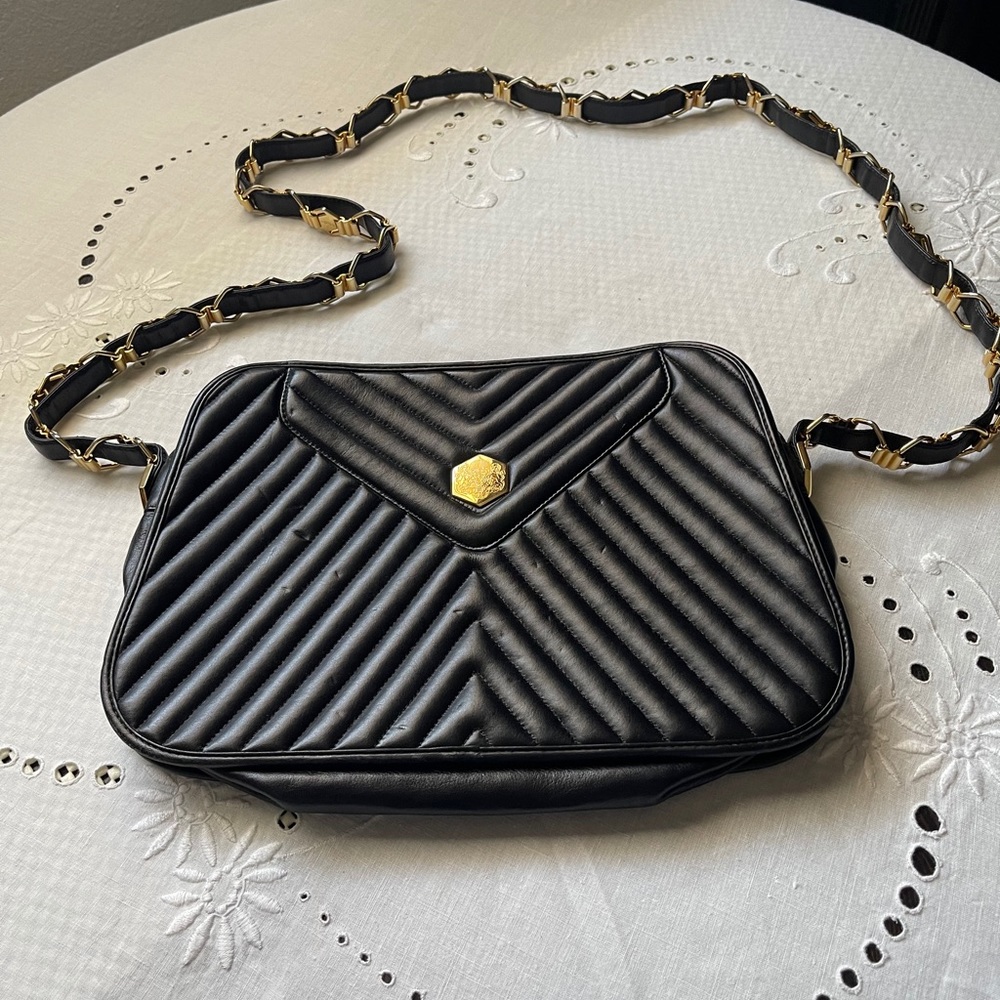 Revillion black quilted leather handbag